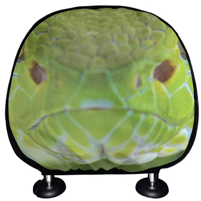 Green Pit Viper Print Car Headrest Covers