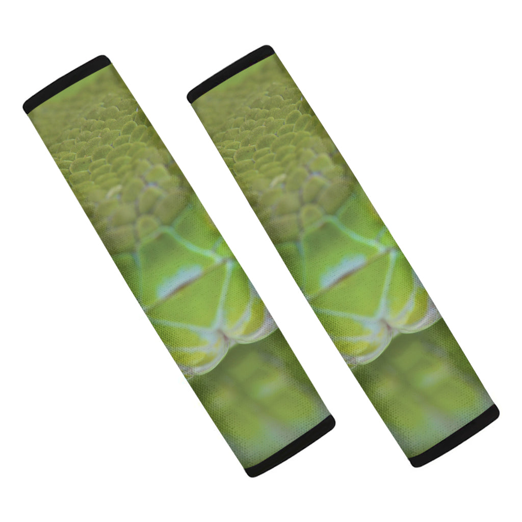 Green Pit Viper Print Car Seat Belt Covers