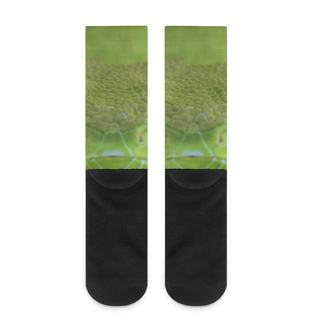 Green Pit Viper Print Crew Socks