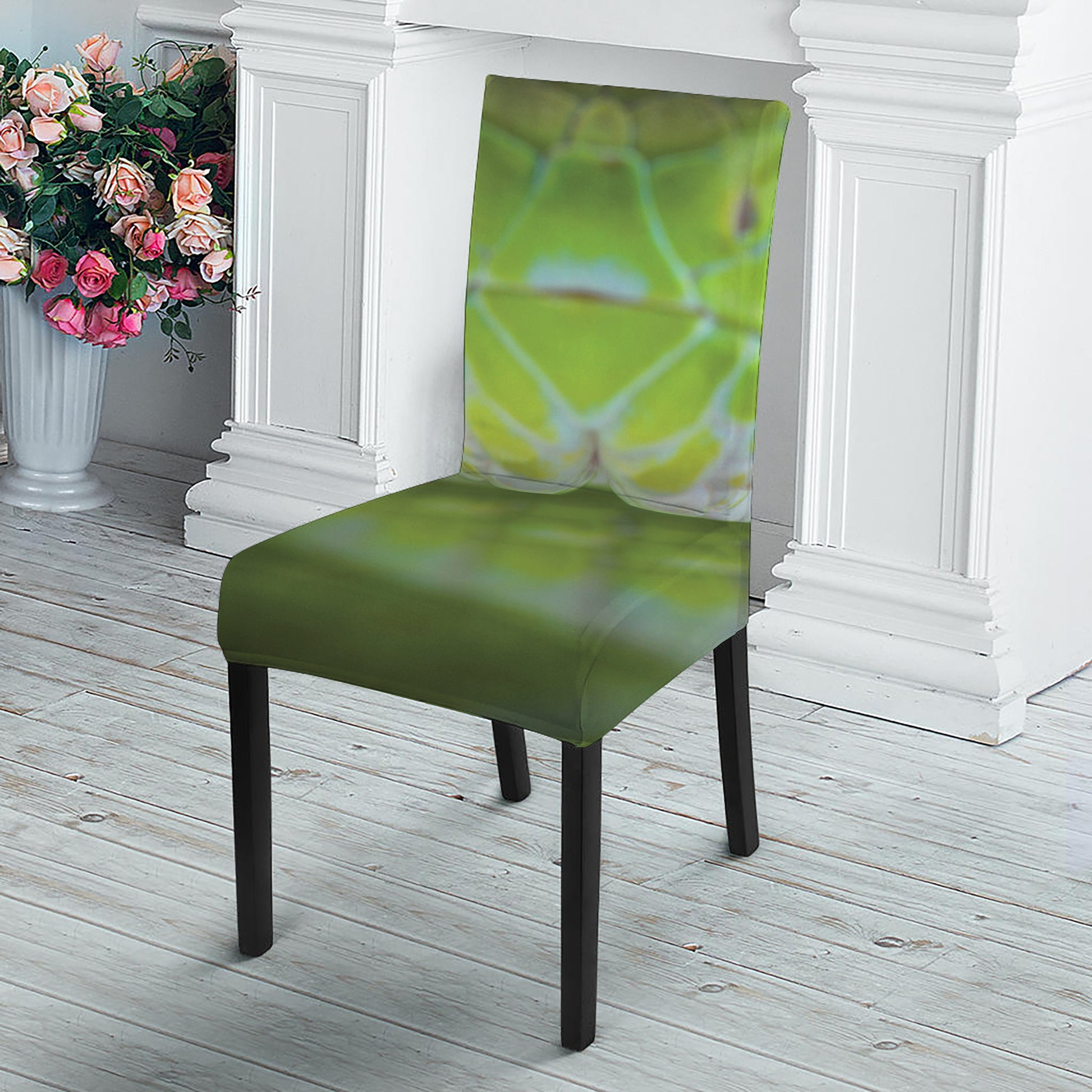 Green Pit Viper Print Dining Chair Slipcover