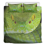 Green Pit Viper Print Duvet Cover Bedding Set