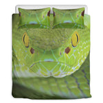 Green Pit Viper Print Duvet Cover Bedding Set