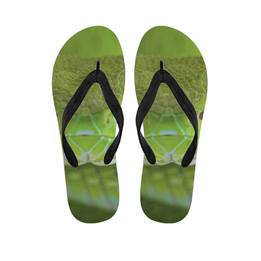 Green Pit Viper Print Flip Flops