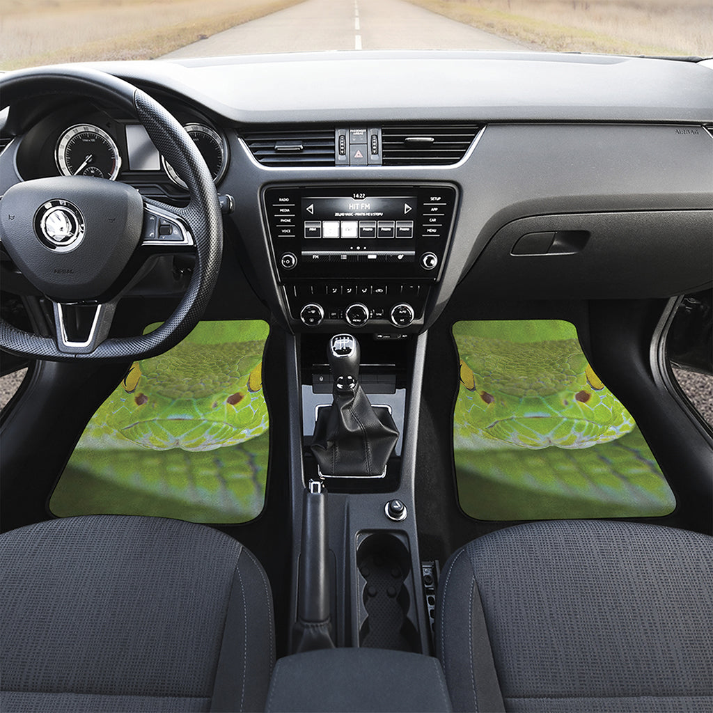 Green Pit Viper Print Front and Back Car Floor Mats