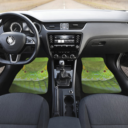 Green Pit Viper Print Front and Back Car Floor Mats