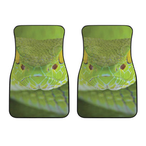 Green Pit Viper Print Front Car Floor Mats