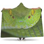 Green Pit Viper Print Hooded Blanket
