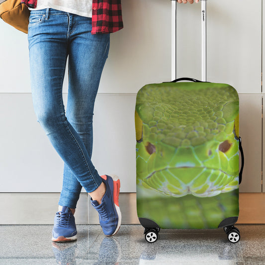 Green Pit Viper Print Luggage Cover