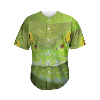Green Pit Viper Print Men's Baseball Jersey