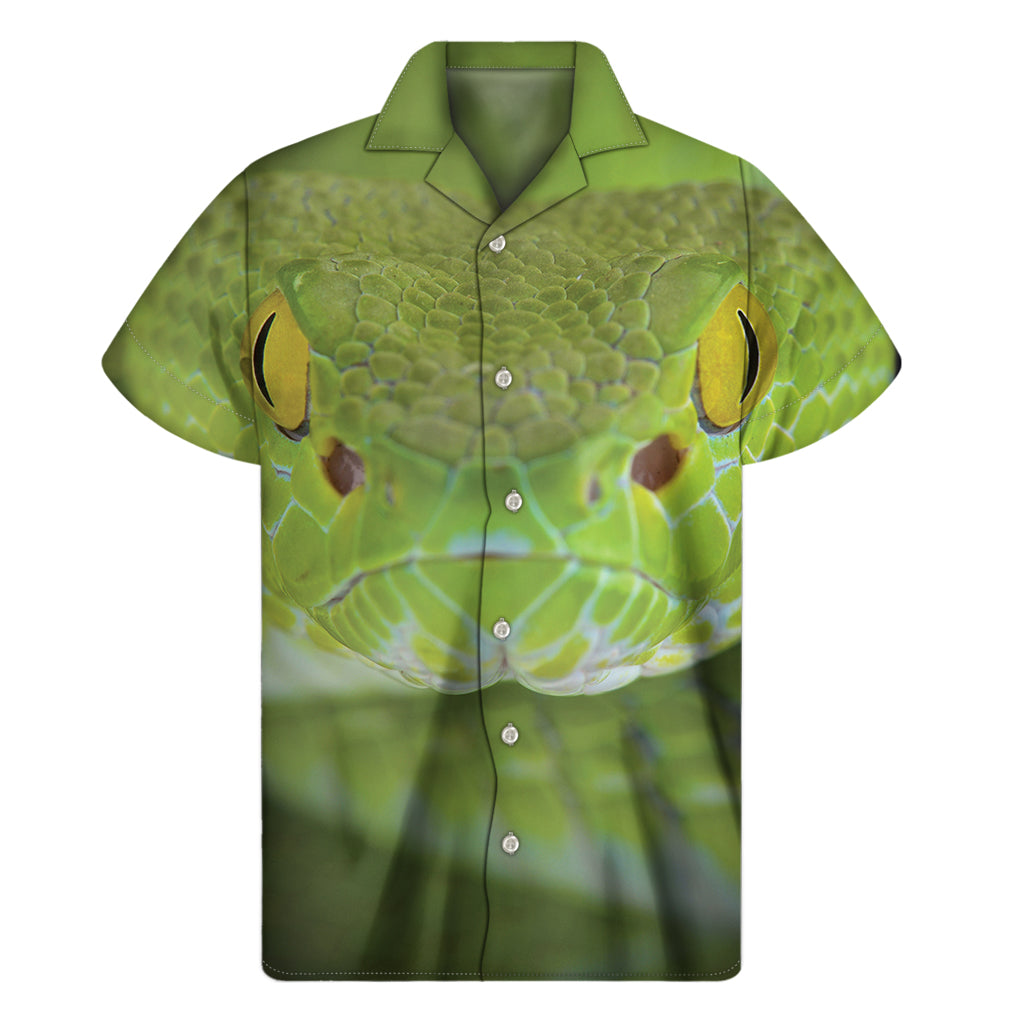 Green Pit Viper Print Men's Short Sleeve Shirt