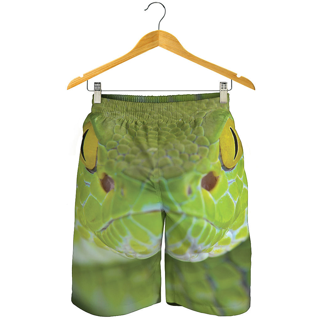 Green Pit Viper Print Men's Shorts