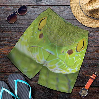 Green Pit Viper Print Men's Shorts