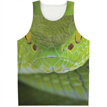 Green Pit Viper Print Men's Tank Top