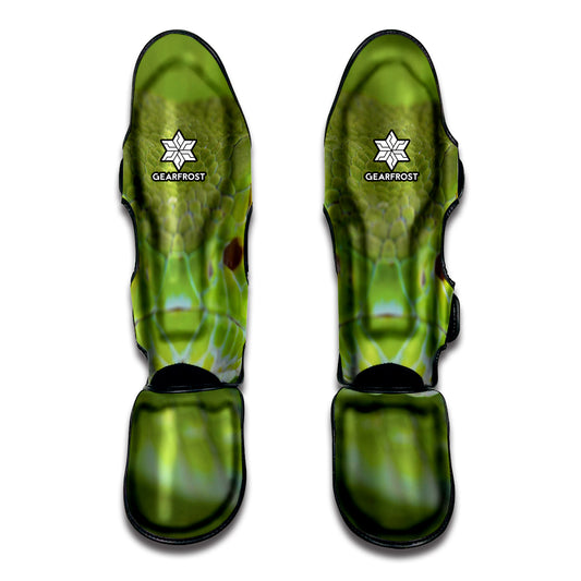 Green Pit Viper Print Muay Thai Shin Guard
