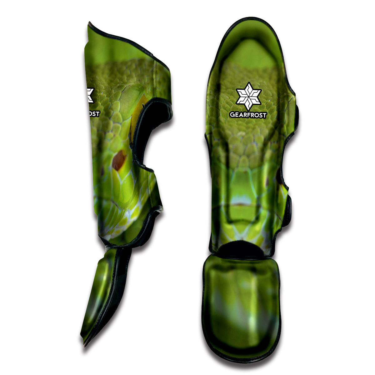 Green Pit Viper Print Muay Thai Shin Guard