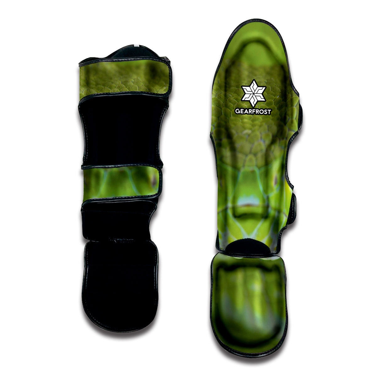 Green Pit Viper Print Muay Thai Shin Guard