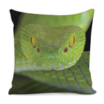 Green Pit Viper Print Pillow Cover