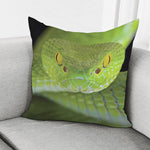 Green Pit Viper Print Pillow Cover