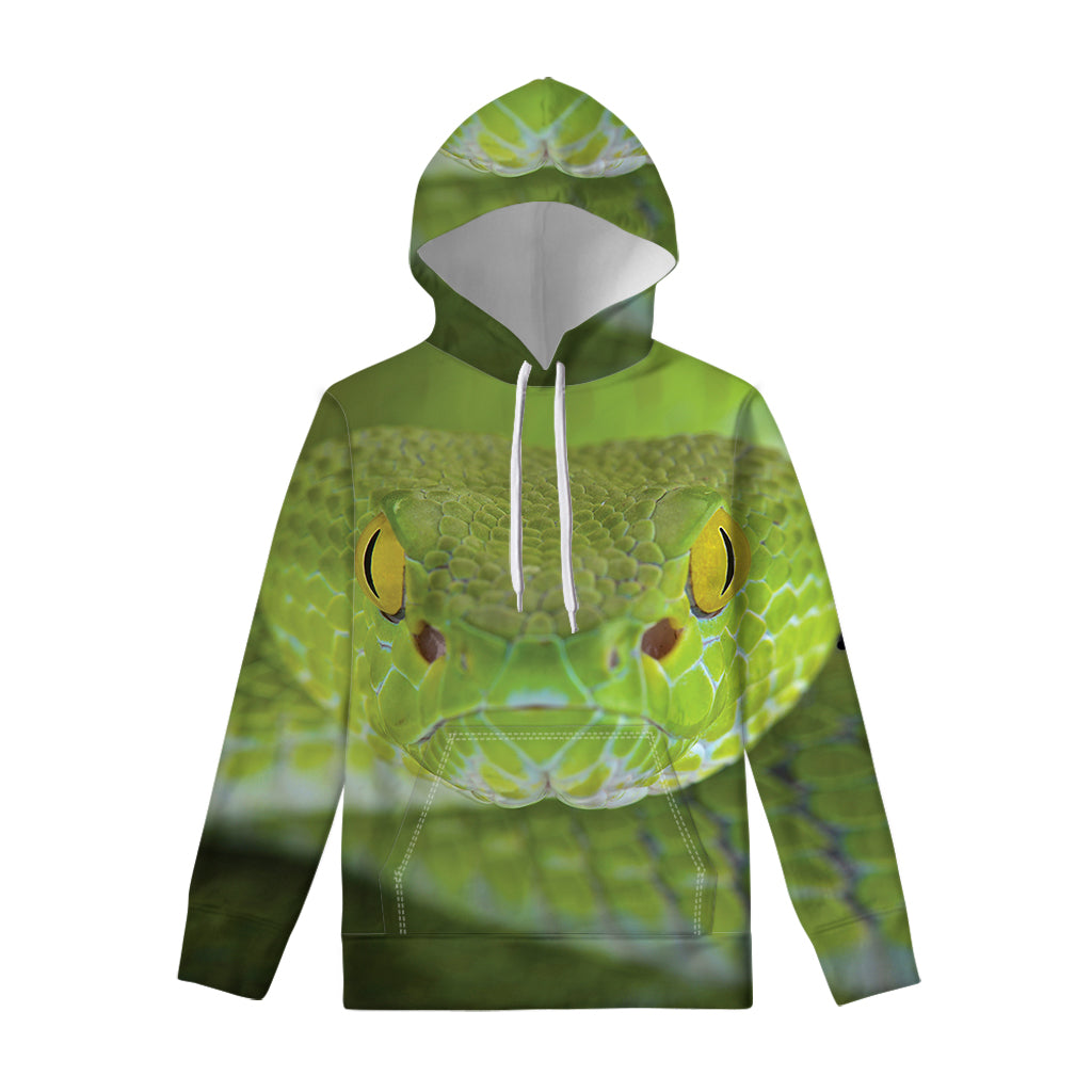Green Pit Viper Print Pullover Hoodie