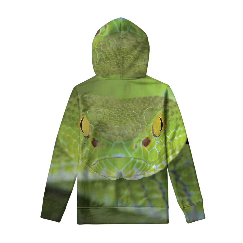 Green Pit Viper Print Pullover Hoodie