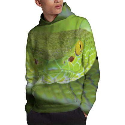 Green Pit Viper Print Pullover Hoodie