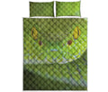Green Pit Viper Print Quilt Bed Set