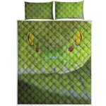 Green Pit Viper Print Quilt Bed Set