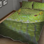 Green Pit Viper Print Quilt Bed Set