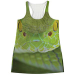 Green Pit Viper Print Women's Racerback Tank Top
