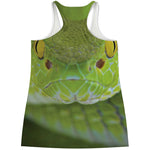 Green Pit Viper Print Women's Racerback Tank Top