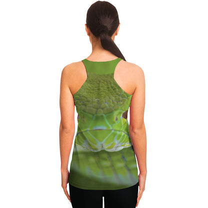 Green Pit Viper Print Women's Racerback Tank Top