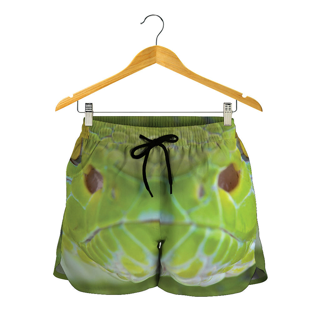 Green Pit Viper Print Women's Shorts