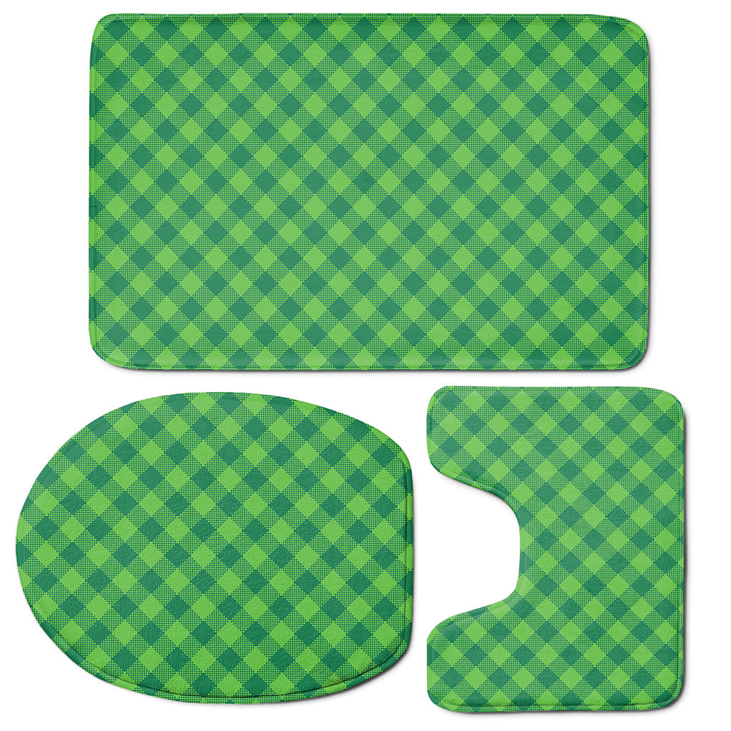 Green Plaid Saint Patrick's Day Print 3 Piece Bath Mat Set