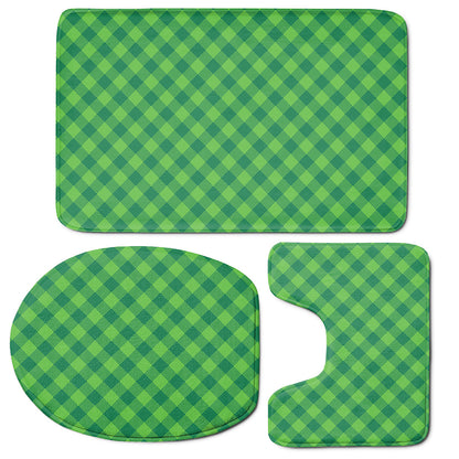 Green Plaid Saint Patrick's Day Print 3 Piece Bath Mat Set