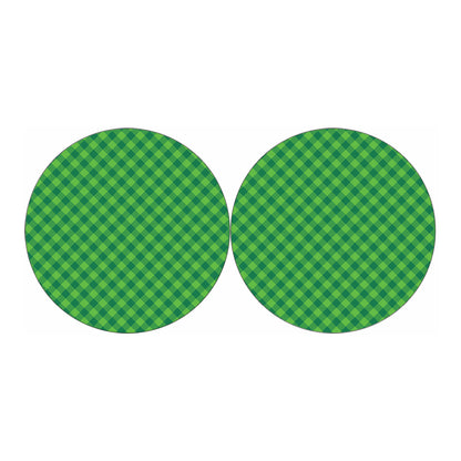 Green Plaid Saint Patrick's Day Print Car Coasters