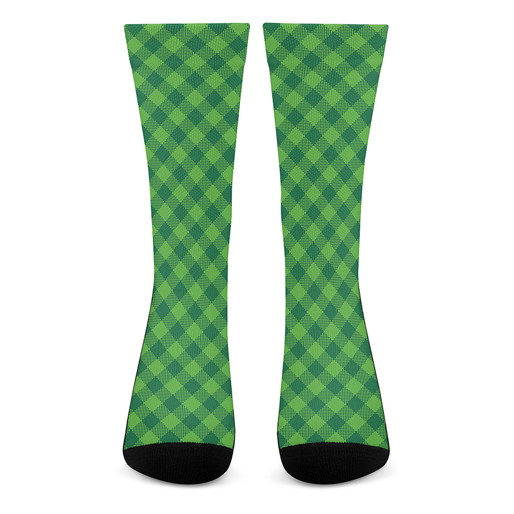 Green Plaid Saint Patrick's Day Print Crew Socks