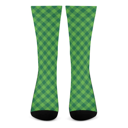 Green Plaid Saint Patrick's Day Print Crew Socks