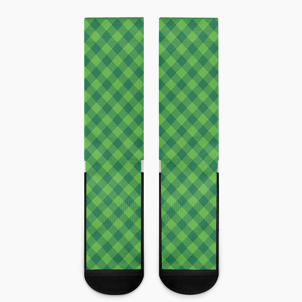 Green Plaid Saint Patrick's Day Print Crew Socks