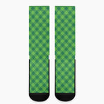 Green Plaid Saint Patrick's Day Print Crew Socks