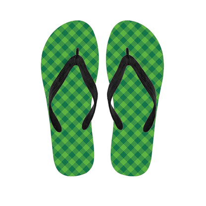Green Plaid Saint Patrick's Day Print Flip Flops