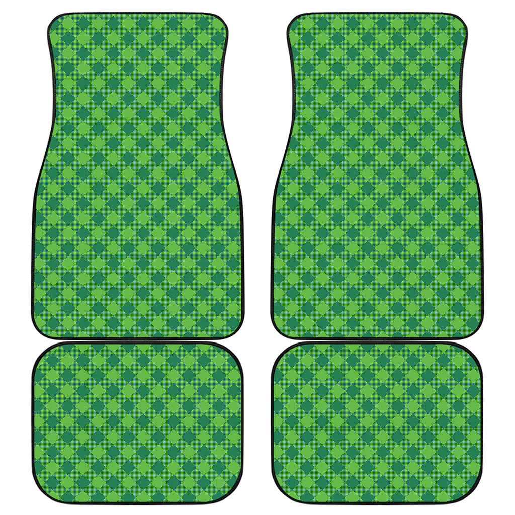 Green Plaid Saint Patrick's Day Print Front and Back Car Floor Mats