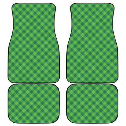 Green Plaid Saint Patrick's Day Print Front and Back Car Floor Mats