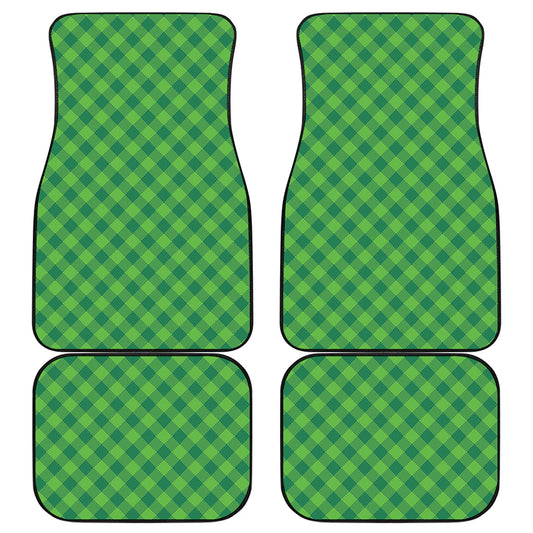 Green Plaid Saint Patrick's Day Print Front and Back Car Floor Mats