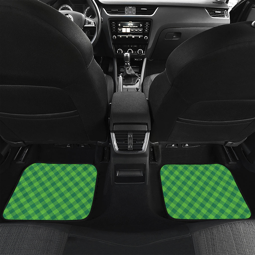 Green Plaid Saint Patrick's Day Print Front and Back Car Floor Mats