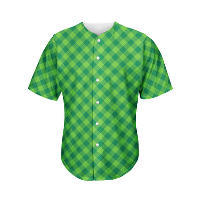 Green Plaid Saint Patrick's Day Print Men's Baseball Jersey