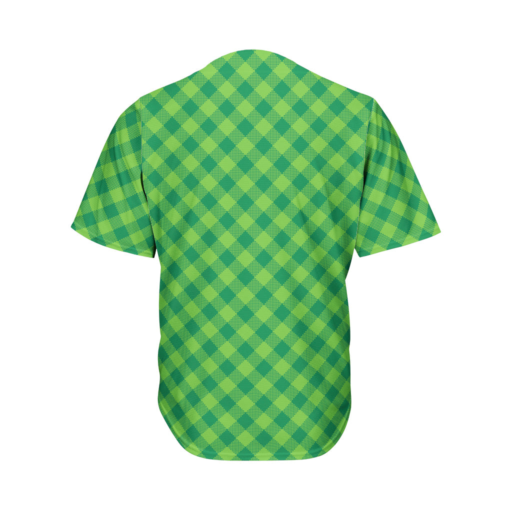 Green Plaid Saint Patrick's Day Print Men's Baseball Jersey