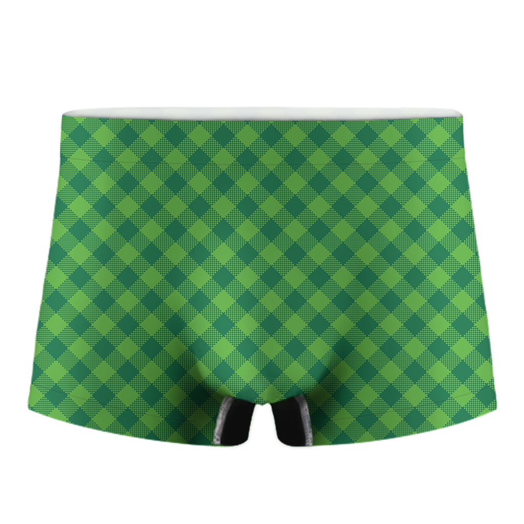 Green Plaid Saint Patrick's Day Print Men's Boxer Briefs