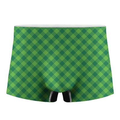 Green Plaid Saint Patrick's Day Print Men's Boxer Briefs
