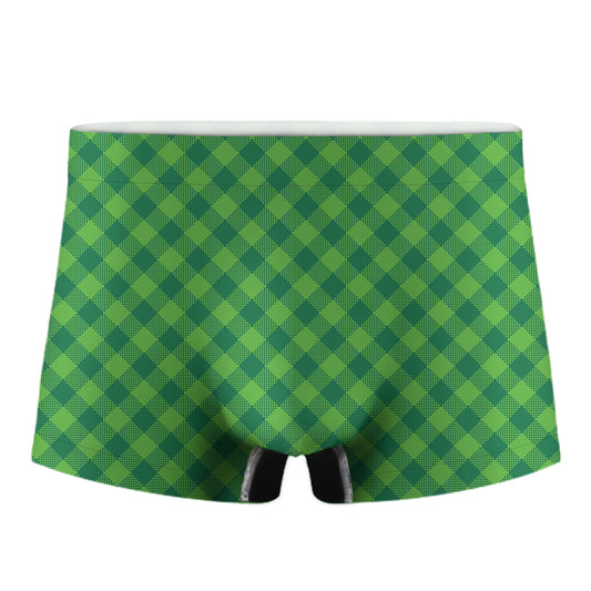 Green Plaid Saint Patrick's Day Print Men's Boxer Briefs