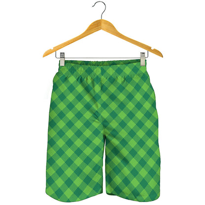 Green Plaid Saint Patrick's Day Print Men's Shorts